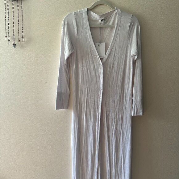 Women's LNA Long Ribbed Cardigan - White - Size Large - NWT - Picture 1 of 5